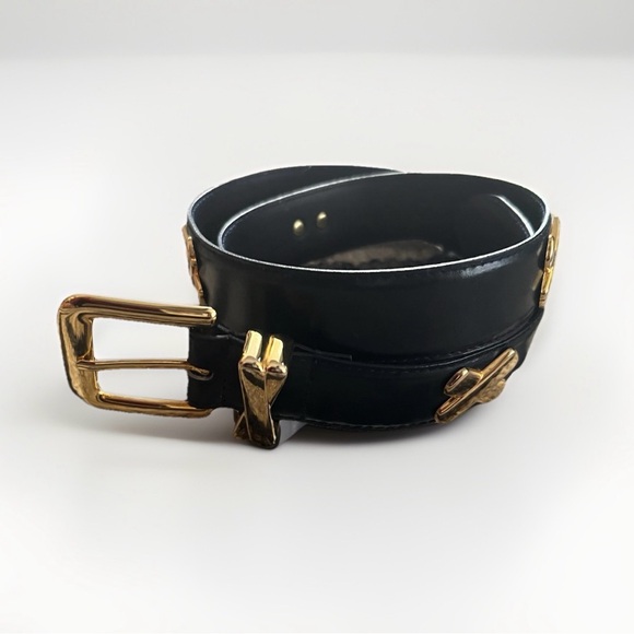 Crown Pacific Other - Elegant Blue Leather Belt with Gold Buckle